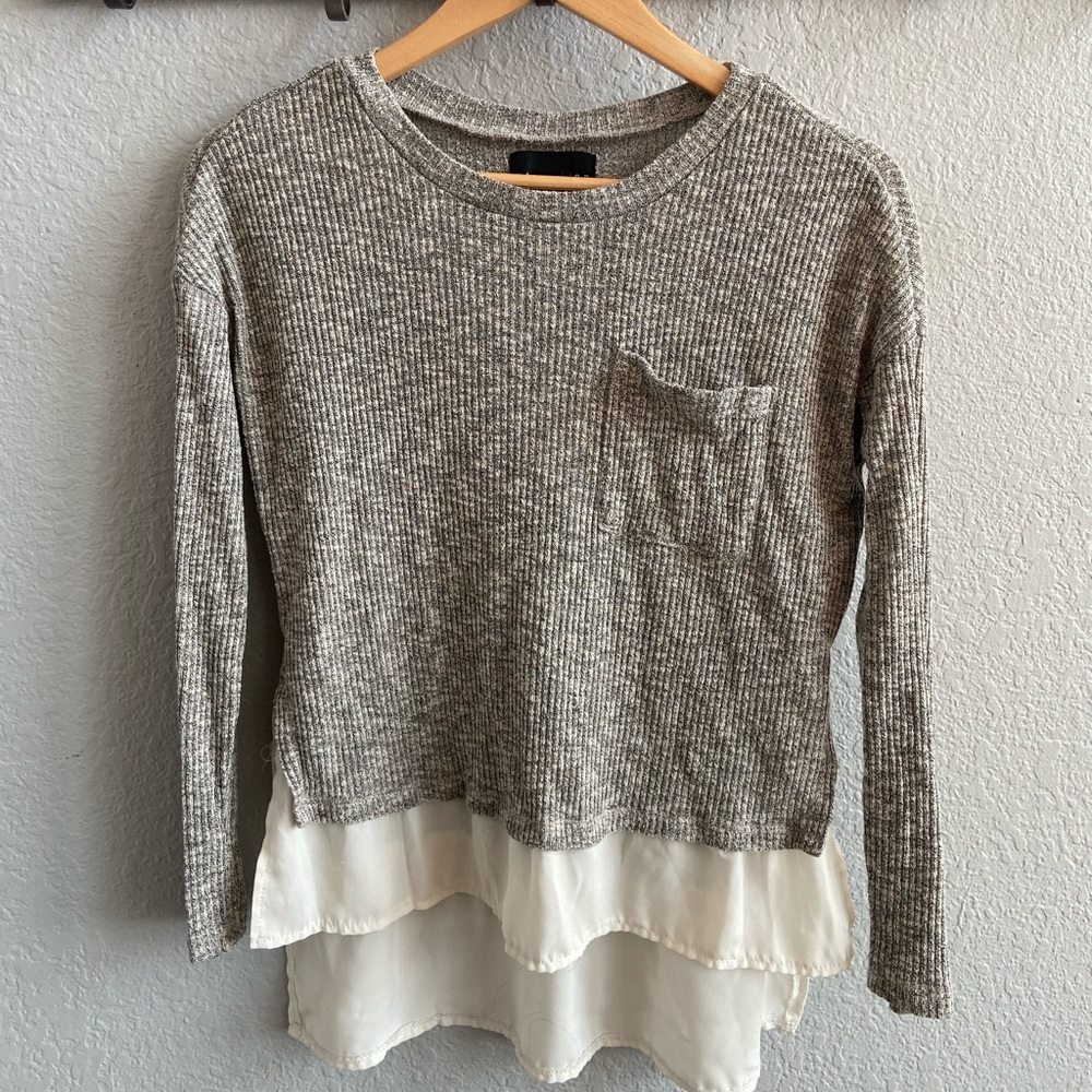 Attention Long Sleeve Grey Top